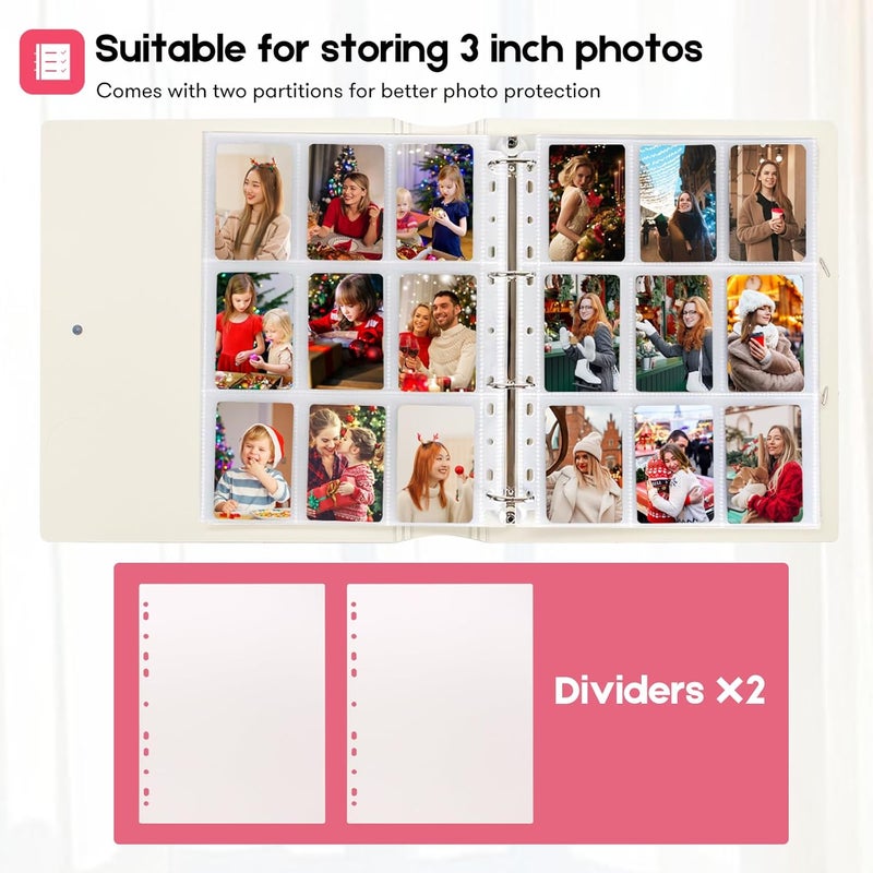 Ablus A4 Kpop Photocard Binder, 4 Ring Binder Photo Album for Fujifilm Instax Mini Camera Polaroid Printer Photo Film, 2x3 inch Kpop Photocard Holder Book with 25 Pages 9 Pocket (Pink) - Image 4